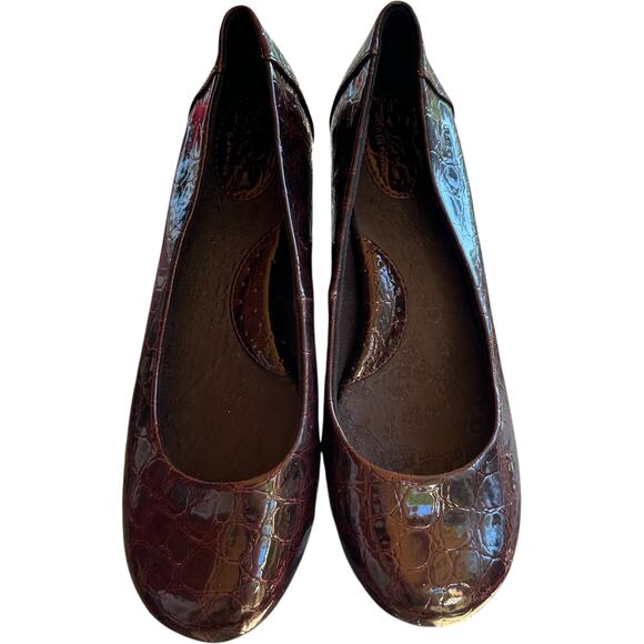 BOC Ballet Flats SZ 10 Faux Croc Embossed Slip-On Comfort Shoes Workwear - Picture 4 of 8